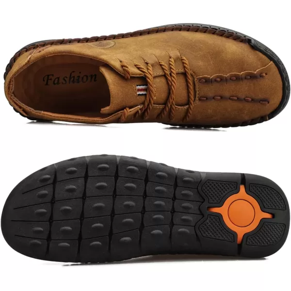 Lazzy Mens Casual Leather Shoes Slip On Loafers Driving Shoes Comfortable Business Office Oxfords for MenBrown