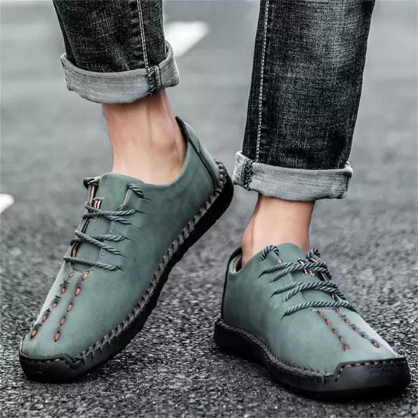 Lazzy Mens Casual Leather Shoes Slip On Loafers Driving Shoes Comfortable Business Office Oxfords for MenGreen
