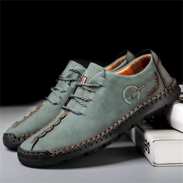 Lazzy Mens Casual Leather Shoes Slip On Loafers Driving Shoes Comfortable Business Office Oxfords for MenGreen