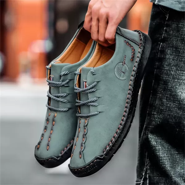 Lazzy Mens Casual Leather Shoes Slip On Loafers Driving Shoes Comfortable Business Office Oxfords for MenGreen
