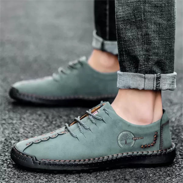 Lazzy Mens Casual Leather Shoes Slip On Loafers Driving Shoes Comfortable Business Office Oxfords for MenGreen