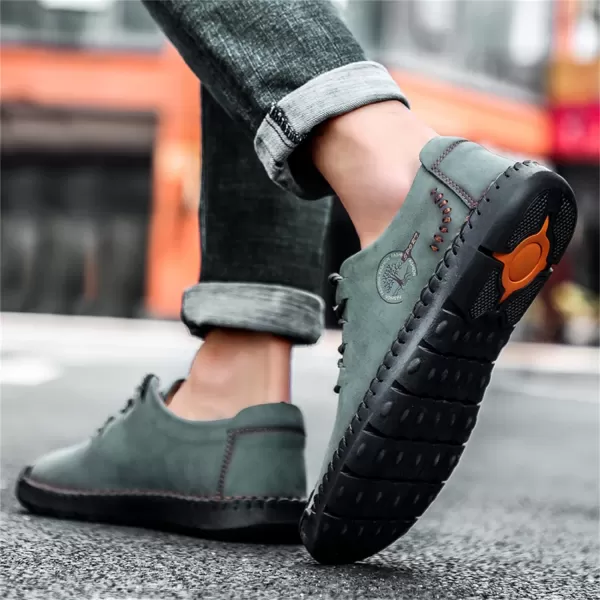 Lazzy Mens Casual Leather Shoes Slip On Loafers Driving Shoes Comfortable Business Office Oxfords for MenGreen