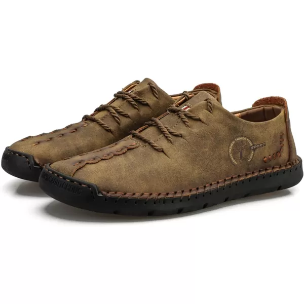 Lazzy Mens Casual Leather Shoes Slip On Loafers Driving Shoes Comfortable Business Office Oxfords for MenKhaki