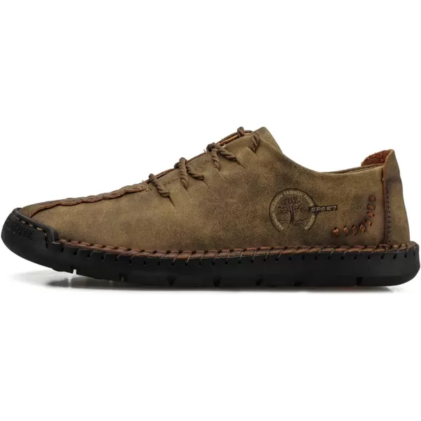 Lazzy Mens Casual Leather Shoes Slip On Loafers Driving Shoes Comfortable Business Office Oxfords for MenKhaki