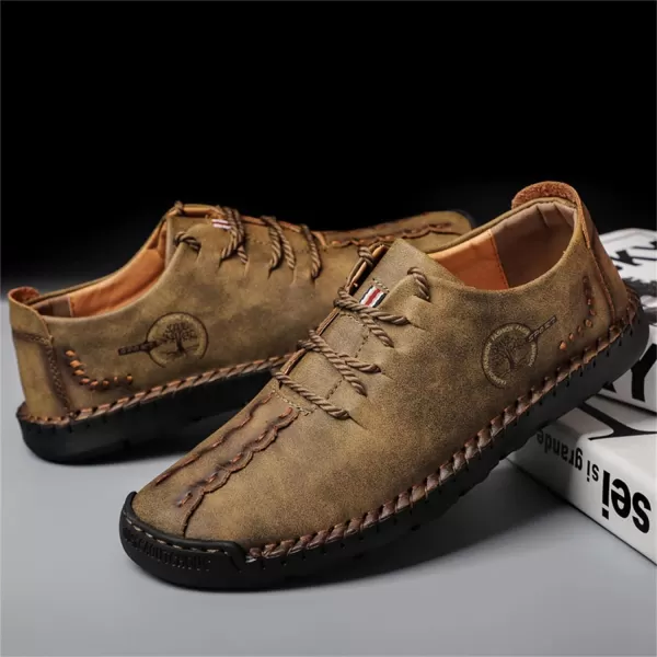 Lazzy Mens Casual Leather Shoes Slip On Loafers Driving Shoes Comfortable Business Office Oxfords for MenKhaki