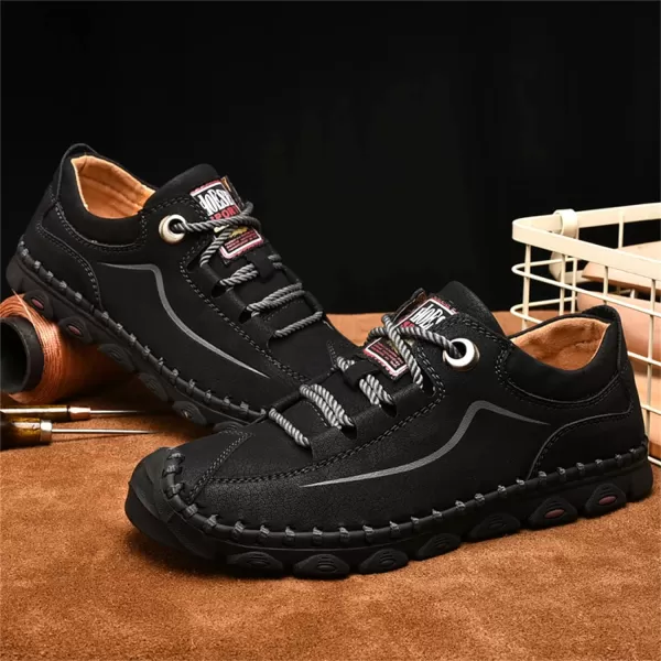 Lazzy Mens Casual Shoes Slip on Loafer Outdoor Walking Shoes Breathable Lace Up Oxford Shoes for MenBlack