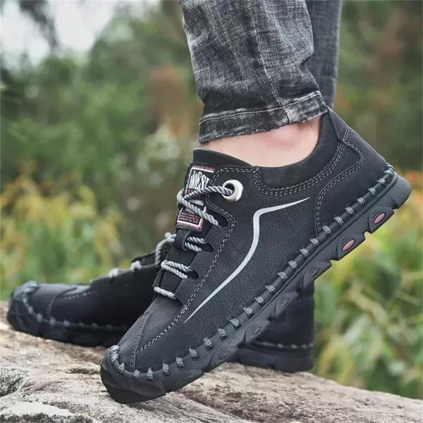 Lazzy Mens Casual Shoes Slip on Loafer Outdoor Walking Shoes Breathable Lace Up Oxford Shoes for MenBlack