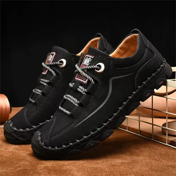 Lazzy Mens Casual Shoes Slip on Loafer Outdoor Walking Shoes Breathable Lace Up Oxford Shoes for MenBlack