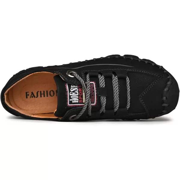 Lazzy Mens Casual Shoes Slip on Loafer Outdoor Walking Shoes Breathable Lace Up Oxford Shoes for MenBlack