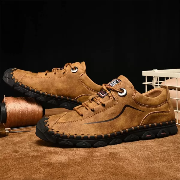 Lazzy Mens Casual Shoes Slip on Loafer Outdoor Walking Shoes Breathable Lace Up Oxford Shoes for MenBrown