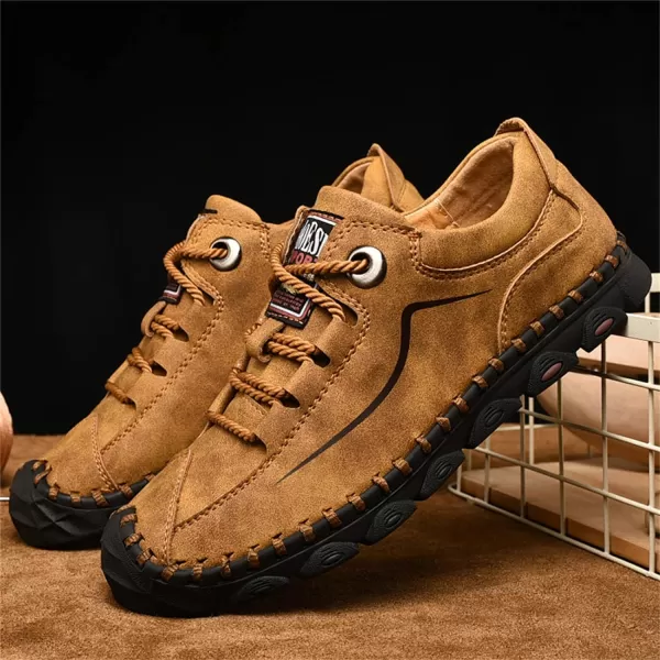 Lazzy Mens Casual Shoes Slip on Loafer Outdoor Walking Shoes Breathable Lace Up Oxford Shoes for MenBrown