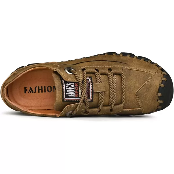 Lazzy Mens Casual Shoes Slip on Loafer Outdoor Walking Shoes Breathable Lace Up Oxford Shoes for MenKhaki
