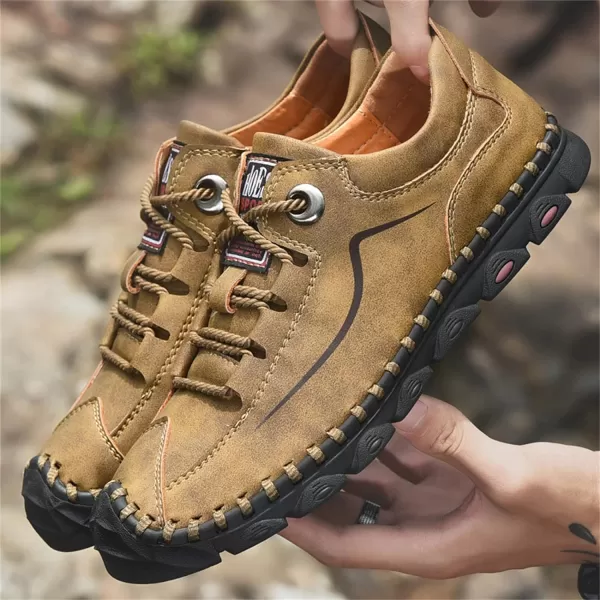 Lazzy Mens Casual Shoes Slip on Loafer Outdoor Walking Shoes Breathable Lace Up Oxford Shoes for MenKhaki