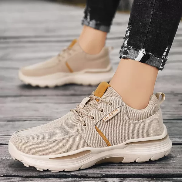 Lazzy Mens Casual Shoes SlipOn Loafers Lace Up Oxfords Lightweight Boat Shoes Comfortable Walking Driving Shoes for MenKhaki