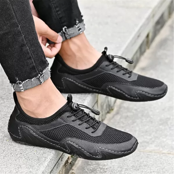 Men Casual Shoes Comfort Slip On Loafers Summer Outdoor Hiking Walking Shoes Work Office Sneaker Shoes for Men Size 6512Black