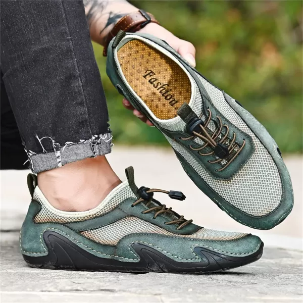 Men Casual Shoes Comfort Slip On Loafers Summer Outdoor Hiking Walking Shoes Work Office Sneaker Shoes for Men Size 6512Green