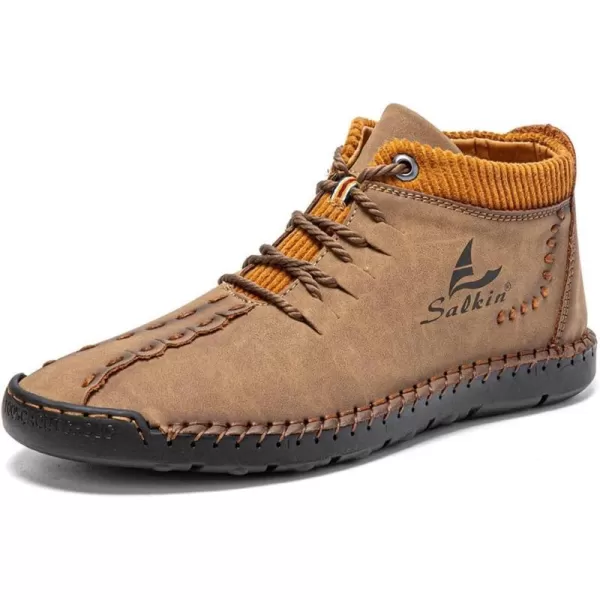 Dacomfy Mens Shoes Mens Ankle Boots Leather Casual Loafers Shoes Work Boots for Men Lace Up Chukka Dress Boot Motorcycle Walking Boot Shoes for Office Outdoor Black Brown Khaki GreenKhakia