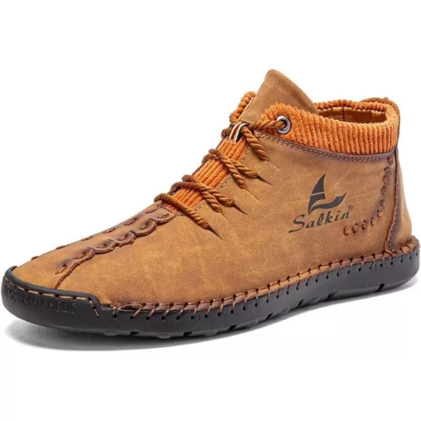 Dacomfy Mens Shoes Mens Ankle Boots Leather Casual Loafers Shoes Work Boots for Men Lace Up Chukka Dress Boot Motorcycle Walking Boot Shoes for Office Outdoor Black Brown Khaki GreenBrowna
