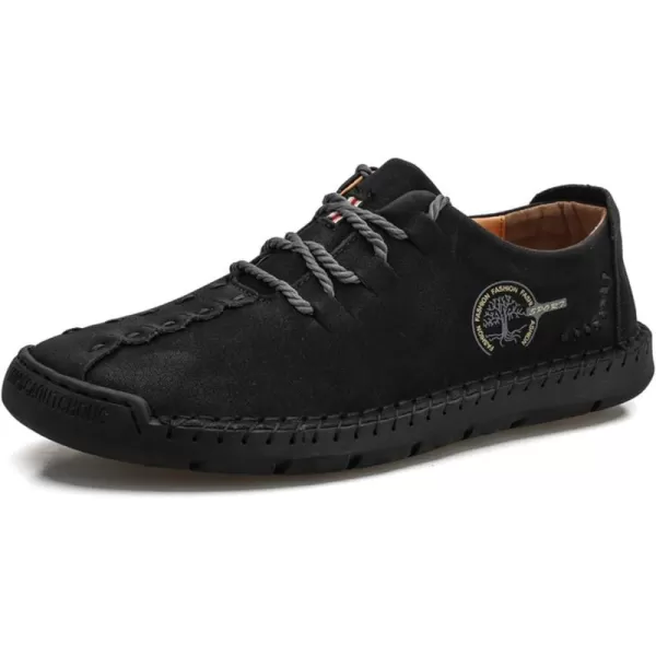 Lazzy Mens Casual Leather Shoes Slip On Loafers Driving Shoes Comfortable Business Office Oxfords for MenBlack