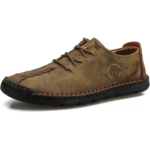 Lazzy Mens Casual Leather Shoes Slip On Loafers Driving Shoes Comfortable Business Office Oxfords for MenKhaki