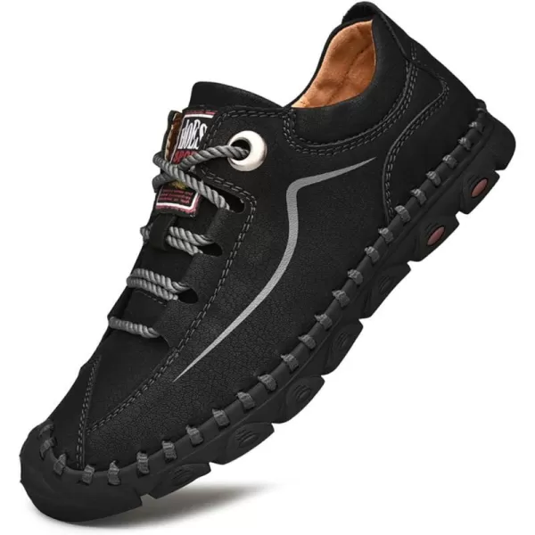 Lazzy Mens Casual Shoes Slip on Loafer Outdoor Walking Shoes Breathable Lace Up Oxford Shoes for MenBlack