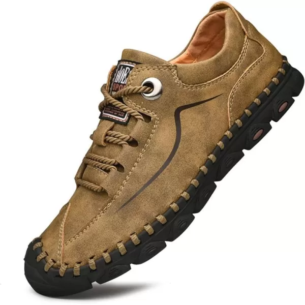 Lazzy Mens Casual Shoes Slip on Loafer Outdoor Walking Shoes Breathable Lace Up Oxford Shoes for MenKhaki