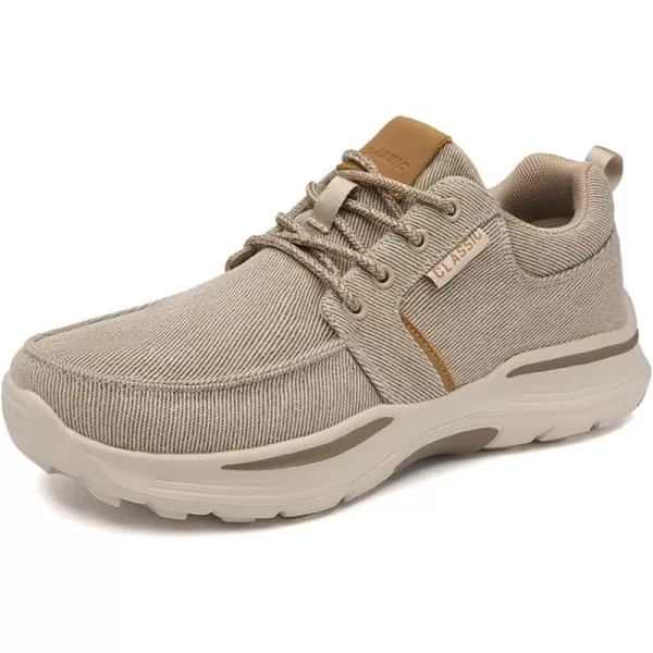 Lazzy Mens Casual Shoes SlipOn Loafers Lace Up Oxfords Lightweight Boat Shoes Comfortable Walking Driving Shoes for MenKhaki
