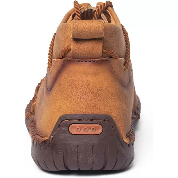 Dacomfy Casual Shoes for Men Pu Leather Chukka Boots Hand Stiching Mens Boots Fashion Sneakers Comfy Flat Outdoor Walking Driving Shoes Black Brown Blue GreenBrown