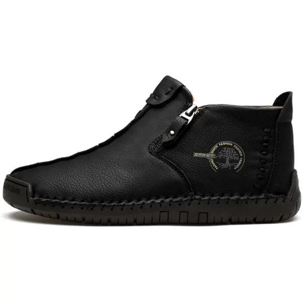Dacomfy Mens Shoes Casual Slip On Loafers Chukka Ankle Boots Comfortable Leather Boots Outdoor Walking Driving Shoes for MenBlack
