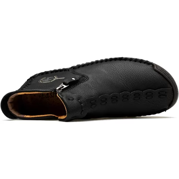 Dacomfy Mens Shoes Casual Slip On Loafers Chukka Ankle Boots Comfortable Leather Boots Outdoor Walking Driving Shoes for MenBlack