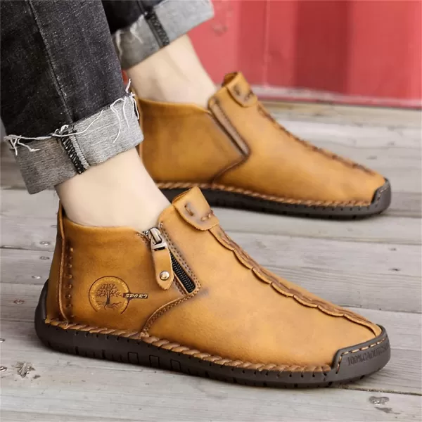 Dacomfy Mens Shoes Casual Slip On Loafers Chukka Ankle Boots Comfortable Leather Boots Outdoor Walking Driving Shoes for MenBrown