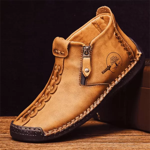 Dacomfy Mens Shoes Casual Slip On Loafers Chukka Ankle Boots Comfortable Leather Boots Outdoor Walking Driving Shoes for MenBrown
