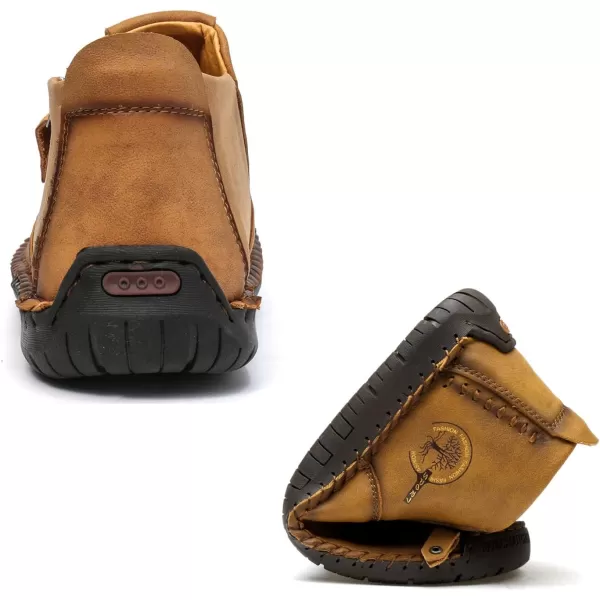 Dacomfy Mens Shoes Casual Slip On Loafers Chukka Ankle Boots Comfortable Leather Boots Outdoor Walking Driving Shoes for MenBrown