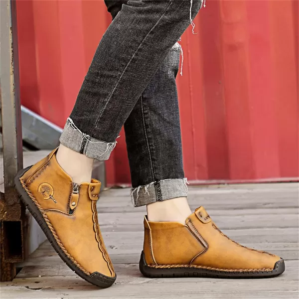 Dacomfy Mens Shoes Casual Slip On Loafers Chukka Ankle Boots Comfortable Leather Boots Outdoor Walking Driving Shoes for MenBrown