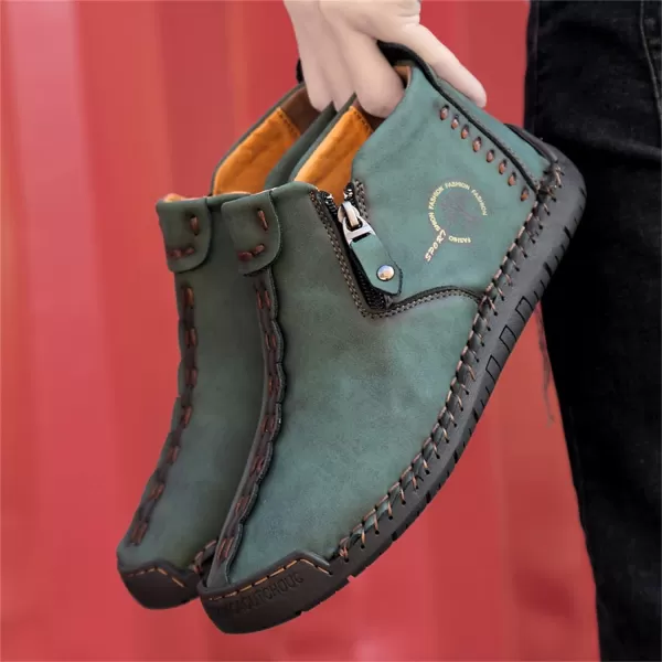 Dacomfy Mens Shoes Casual Slip On Loafers Chukka Ankle Boots Comfortable Leather Boots Outdoor Walking Driving Shoes for MenGreen