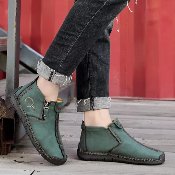 Dacomfy Mens Shoes Casual Slip On Loafers Chukka Ankle Boots Comfortable Leather Boots Outdoor Walking Driving Shoes for MenGreen