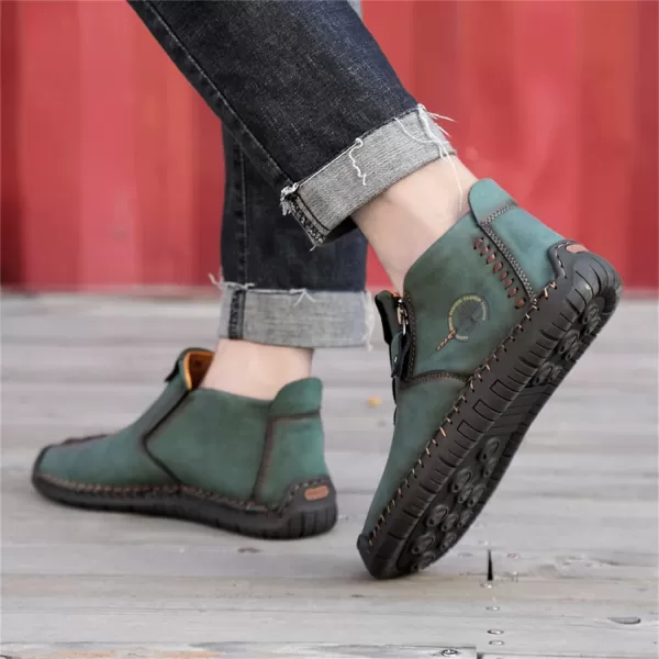 Dacomfy Mens Shoes Casual Slip On Loafers Chukka Ankle Boots Comfortable Leather Boots Outdoor Walking Driving Shoes for MenGreen