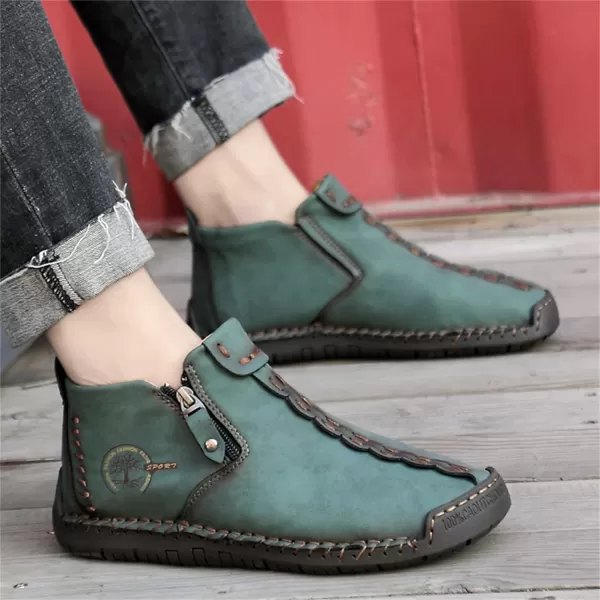 Dacomfy Mens Shoes Casual Slip On Loafers Chukka Ankle Boots Comfortable Leather Boots Outdoor Walking Driving Shoes for MenGreen