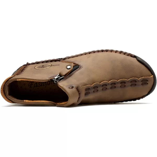 Dacomfy Mens Shoes Casual Slip On Loafers Chukka Ankle Boots Comfortable Leather Boots Outdoor Walking Driving Shoes for MenKhaki