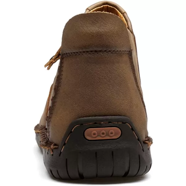 Dacomfy Mens Shoes Casual Slip On Loafers Chukka Ankle Boots Comfortable Leather Boots Outdoor Walking Driving Shoes for MenKhaki