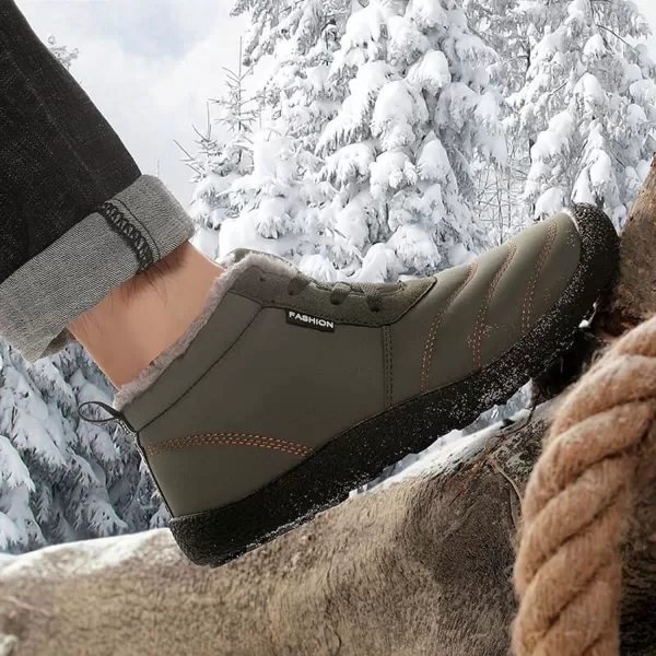 Lazzy Mens Snow Boots Winter Shoes Warm Fur Lined Ankle Boots AntiSlip Waterproof Outdoors Hiking ShoesArmy Green
