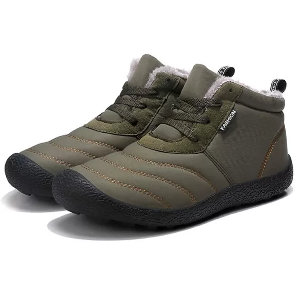 Lazzy Mens Snow Boots Winter Shoes Warm Fur Lined Ankle Boots AntiSlip Waterproof Outdoors Hiking ShoesArmy Green