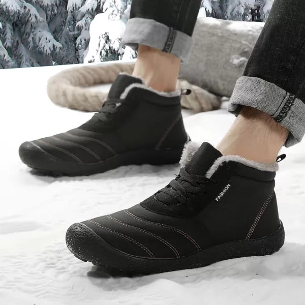 Lazzy Mens Snow Boots Winter Shoes Warm Fur Lined Ankle Boots AntiSlip Waterproof Outdoors Hiking ShoesBlack