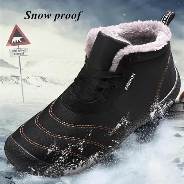 Lazzy Mens Snow Boots Winter Shoes Warm Fur Lined Ankle Boots AntiSlip Waterproof Outdoors Hiking ShoesBlack