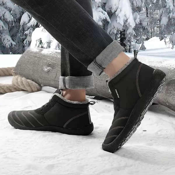 Lazzy Mens Snow Boots Winter Shoes Warm Fur Lined Ankle Boots AntiSlip Waterproof Outdoors Hiking ShoesBlack