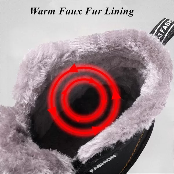 Lazzy Mens Snow Boots Winter Shoes Warm Fur Lined Ankle Boots AntiSlip Waterproof Outdoors Hiking ShoesBlack