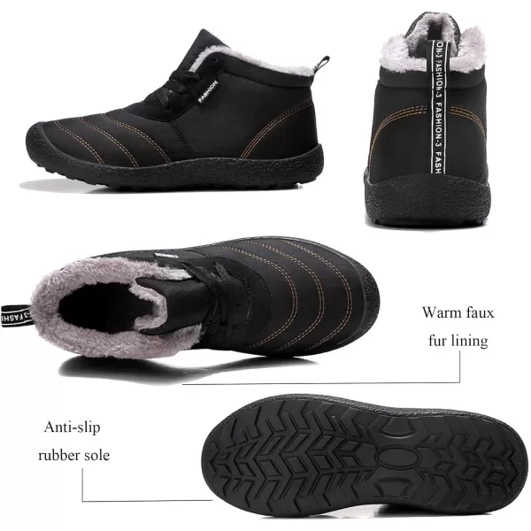 Lazzy Mens Snow Boots Winter Shoes Warm Fur Lined Ankle Boots AntiSlip Waterproof Outdoors Hiking ShoesBlack