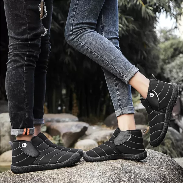 Lazzy Warm Snow Boots Womens Winter Ankle Bootie Slip On AntiSlip Ankle Short Boots Waterproof Outdoor Walking ShoesBlack