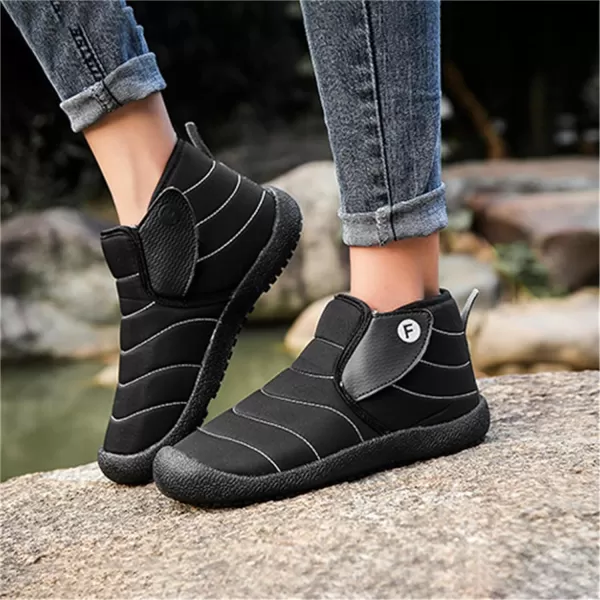 Lazzy Warm Snow Boots Womens Winter Ankle Bootie Slip On AntiSlip Ankle Short Boots Waterproof Outdoor Walking ShoesBlack