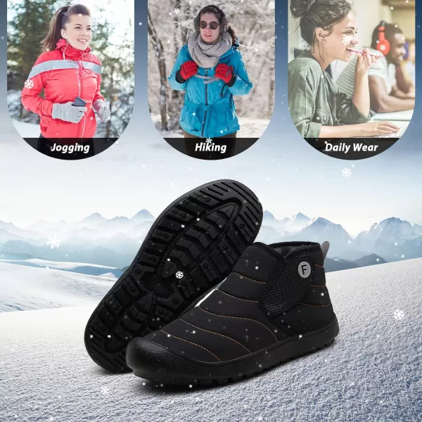 Lazzy Warm Snow Boots Womens Winter Ankle Bootie Slip On AntiSlip Ankle Short Boots Waterproof Outdoor Walking ShoesBlacka